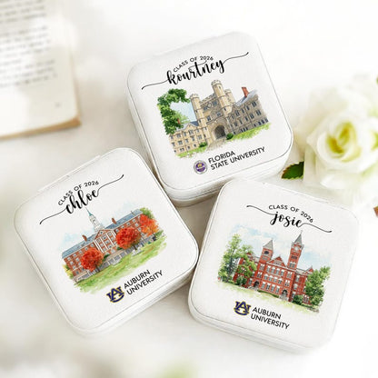 Personalized University Photo Jewelry Box for Class of 2026, a high-quality and sentimental gift.