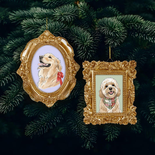 Personalized Watercolor Dog Photo Frame Ornament