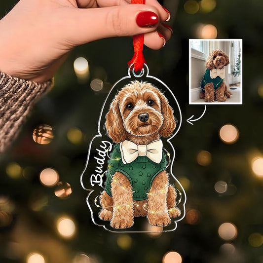 Custom Pet Portrait Christmas Ornament Personalized Watercolor Dog Keepsake