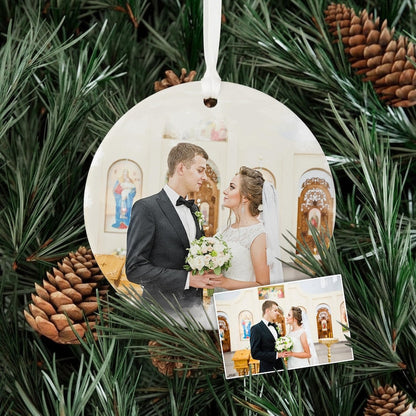The perfect christian wedding gifts, this Personalized Watercolor Portrait Wedding Ceramic Ornament can also serve as a bible ornament keepsake.