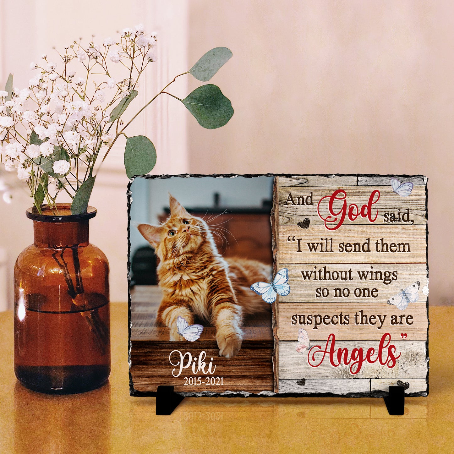 Personalizy Store Slate plaque Customize And God Said, Custom Photo, Personalized Slate Plaque, Pet Memorial Gifts