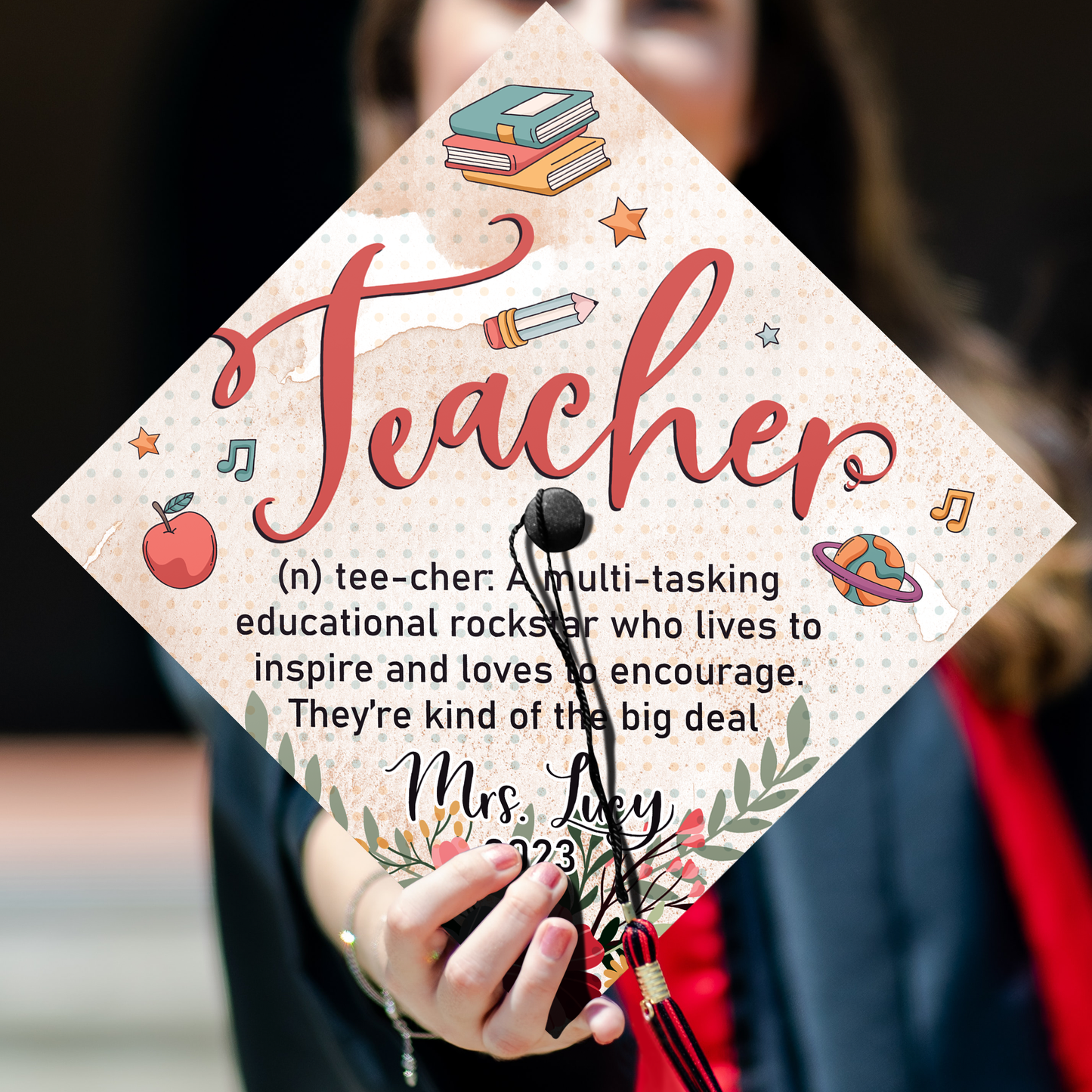 Teacher Definition Graduation Cap Topper