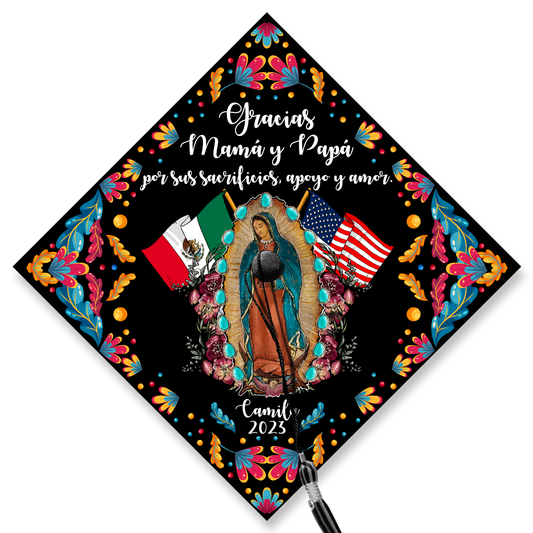 Gracias Mamá y Papá Graduation Cap Topper