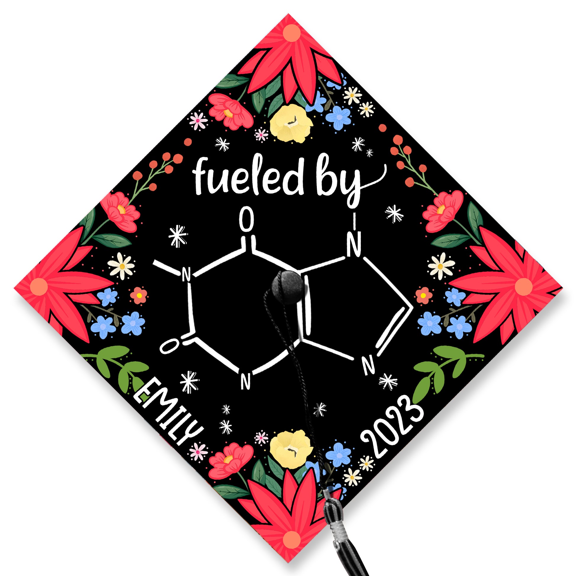 Fueled By Caffeine Graduation Cap Topper