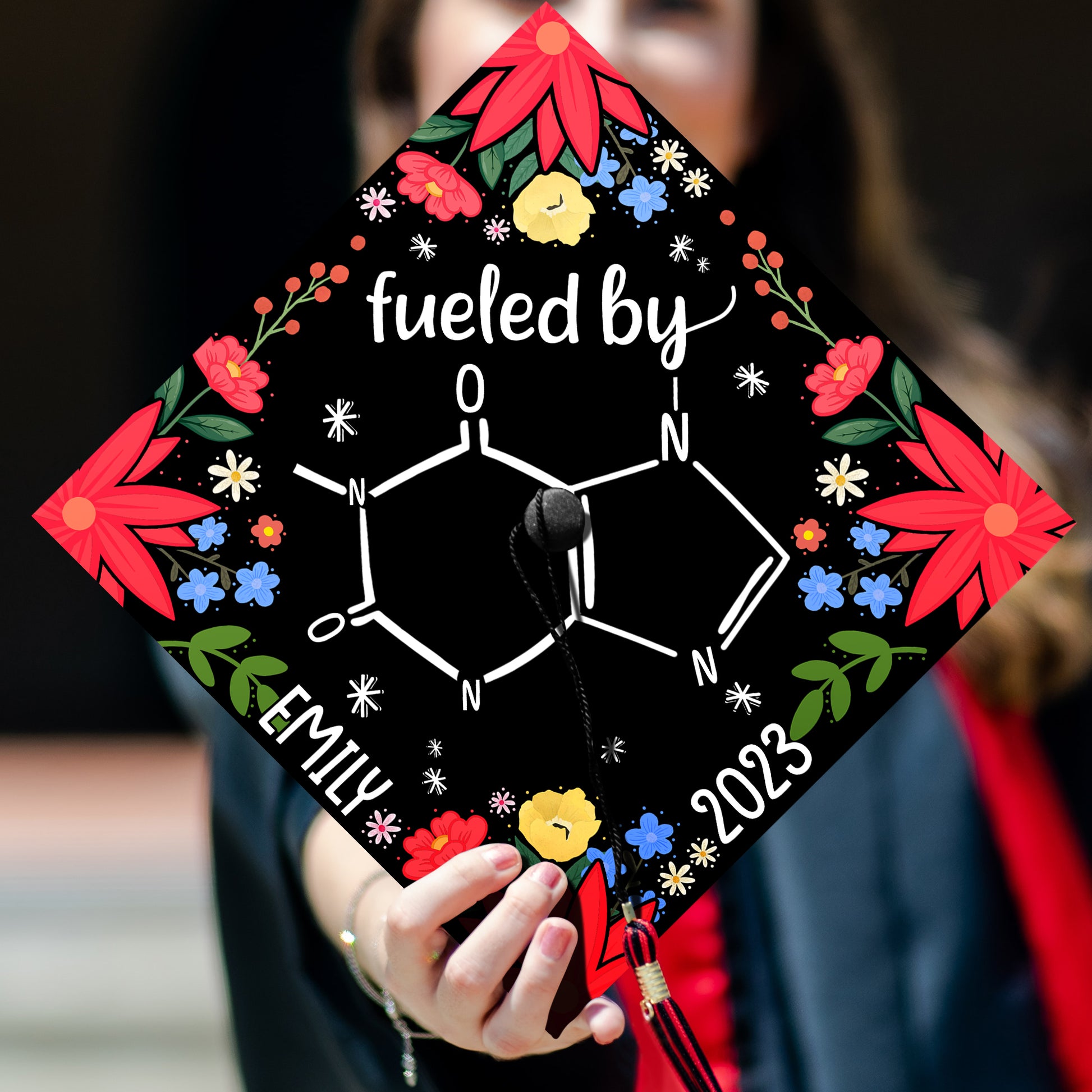 Fueled By Caffeine Graduation Cap Topper