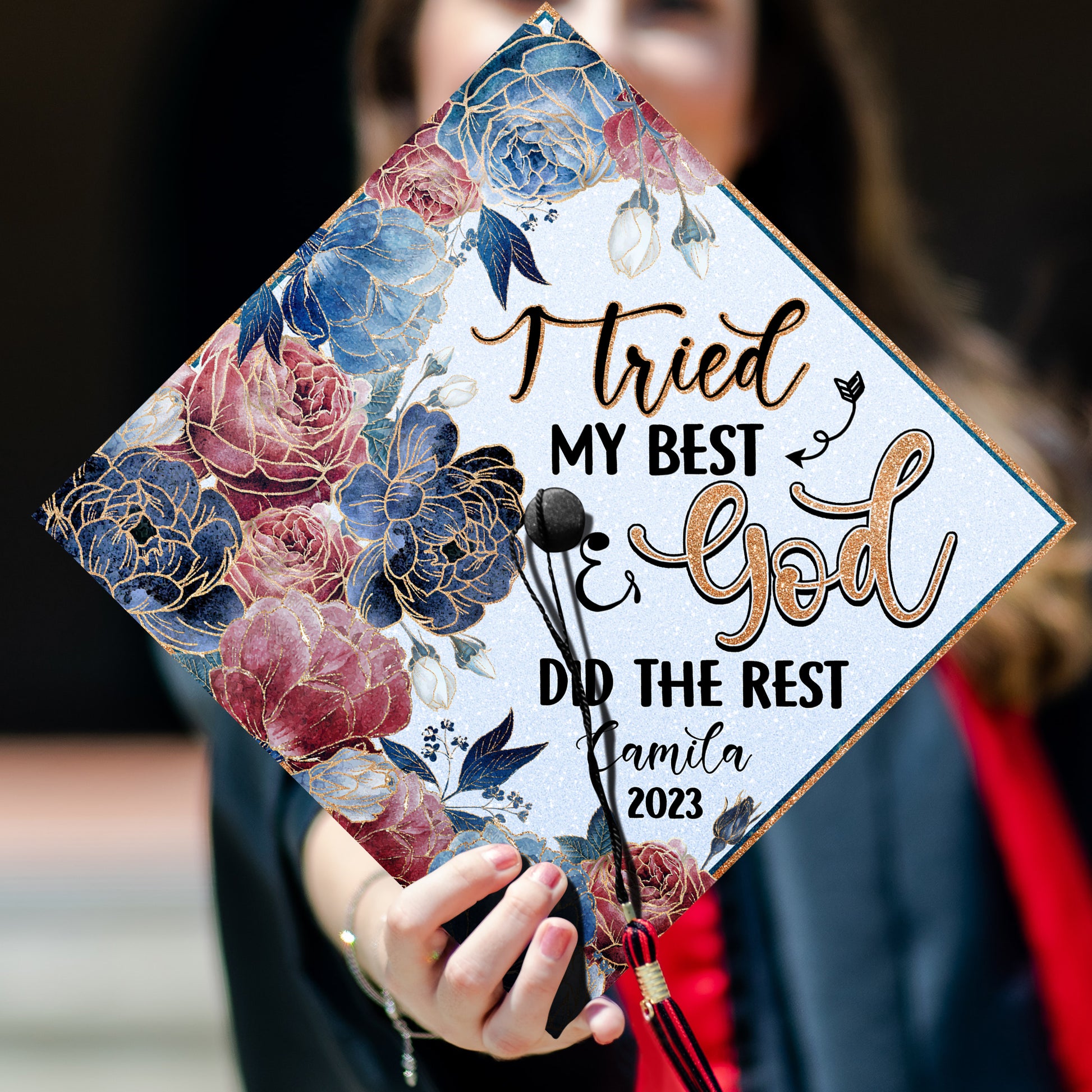 God Did The Rest Graduation Cap Topper