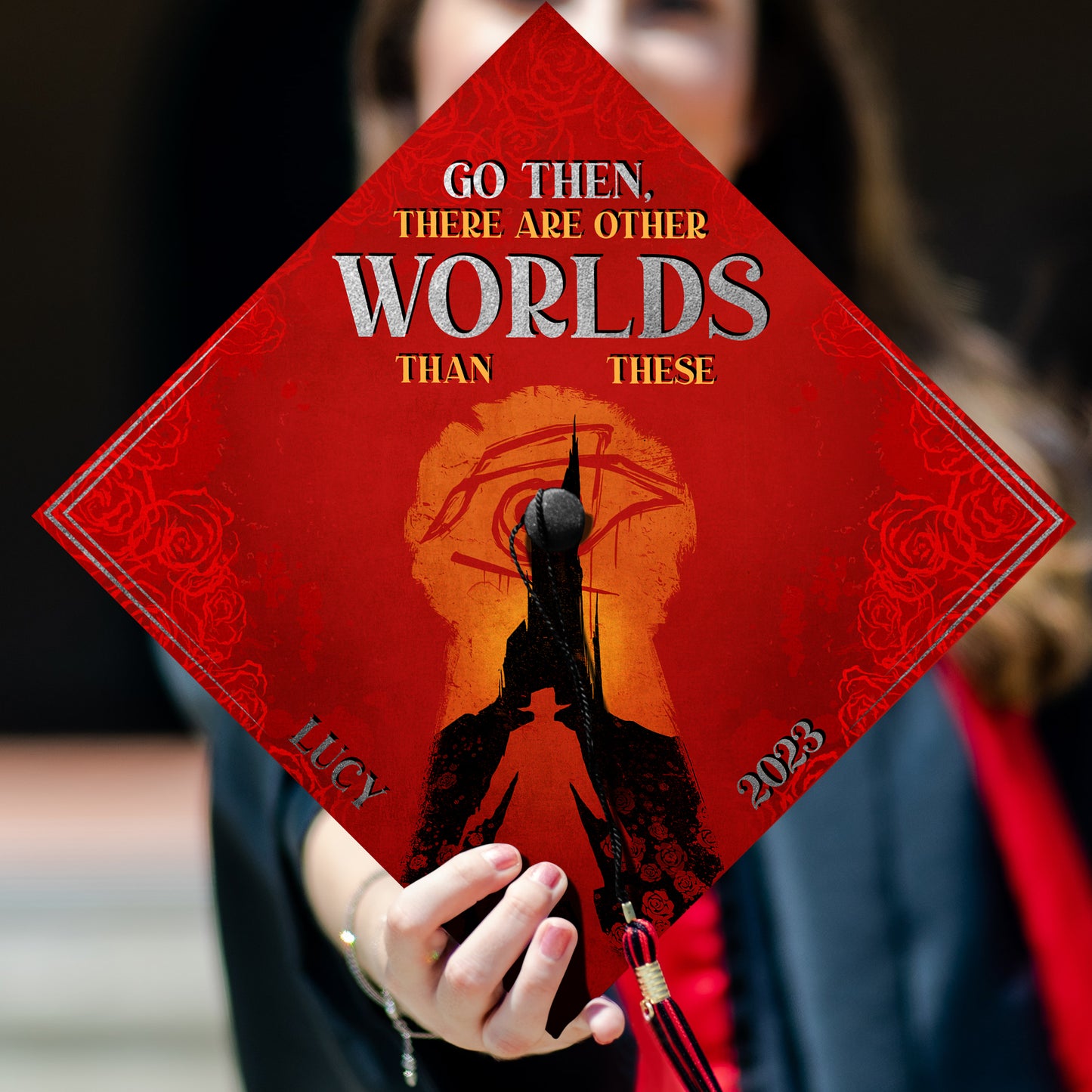 Go Then, There Are Other Worlds Than These Graduation Cap Topper