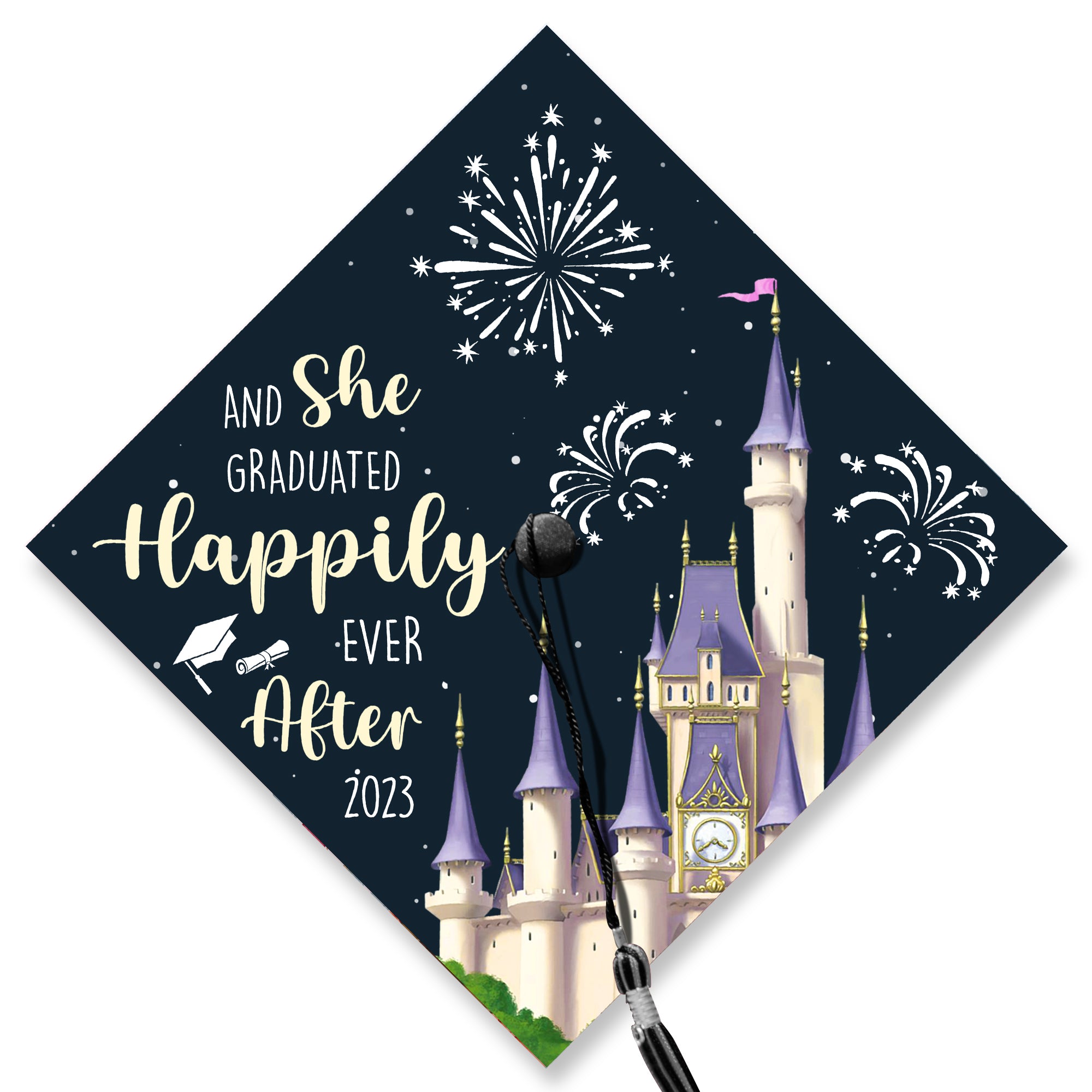 And She Graduated Happily Ever After Graduation Cap Topper