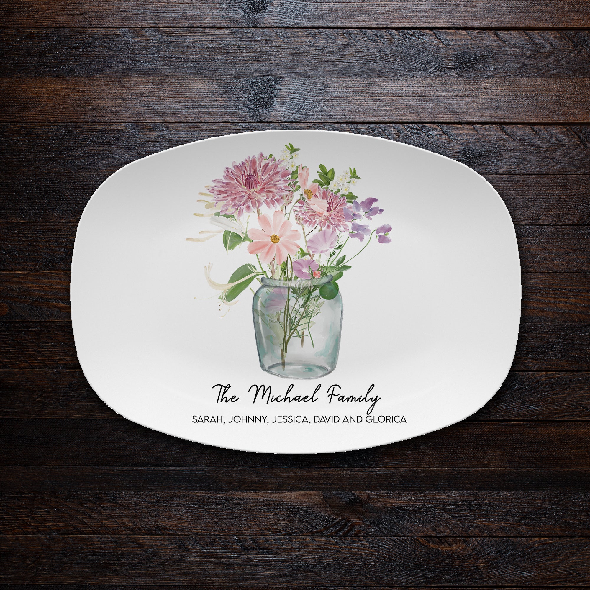 Personalized Family Birth Month Flowers Platter
