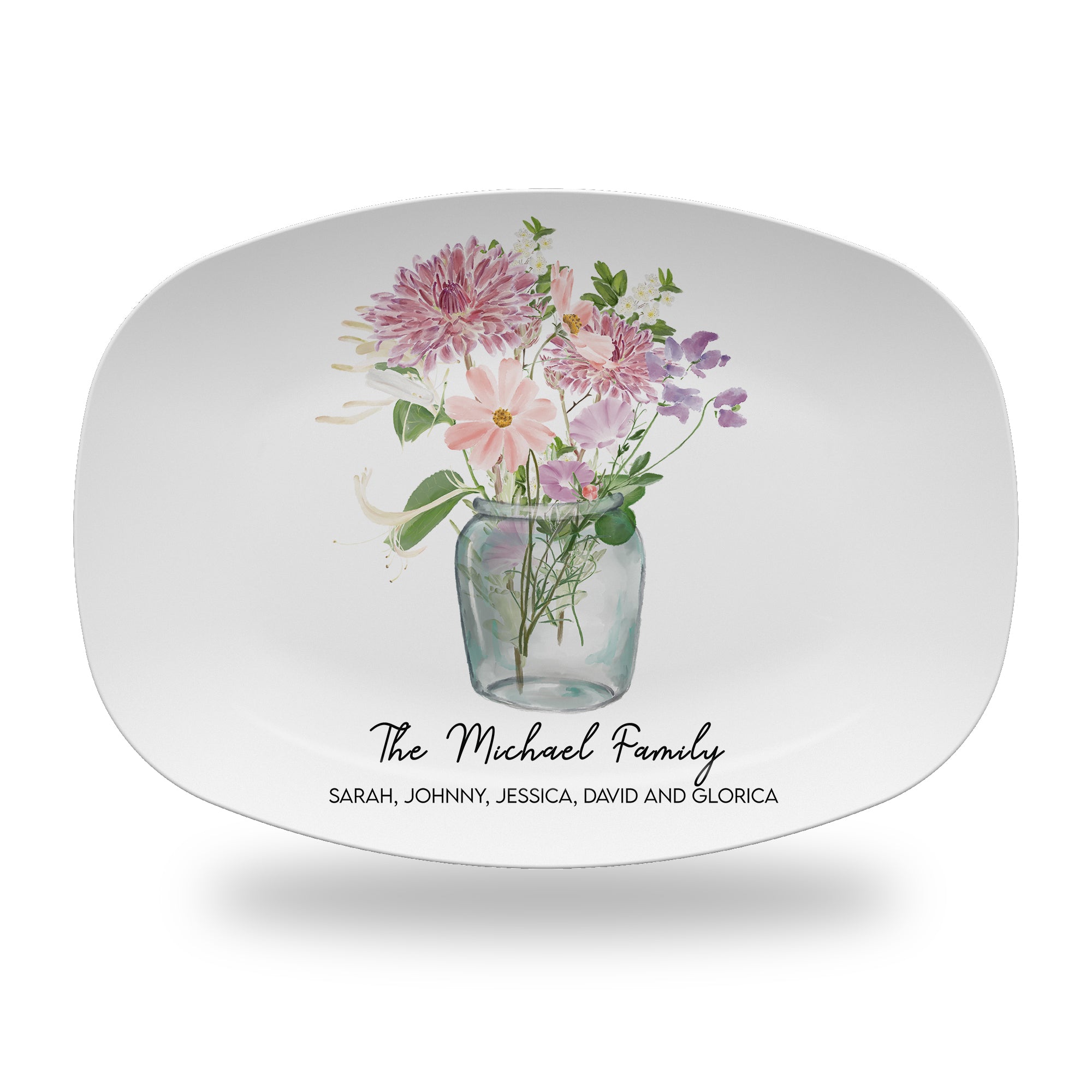 Personalized Family Birth Month Flowers Platter