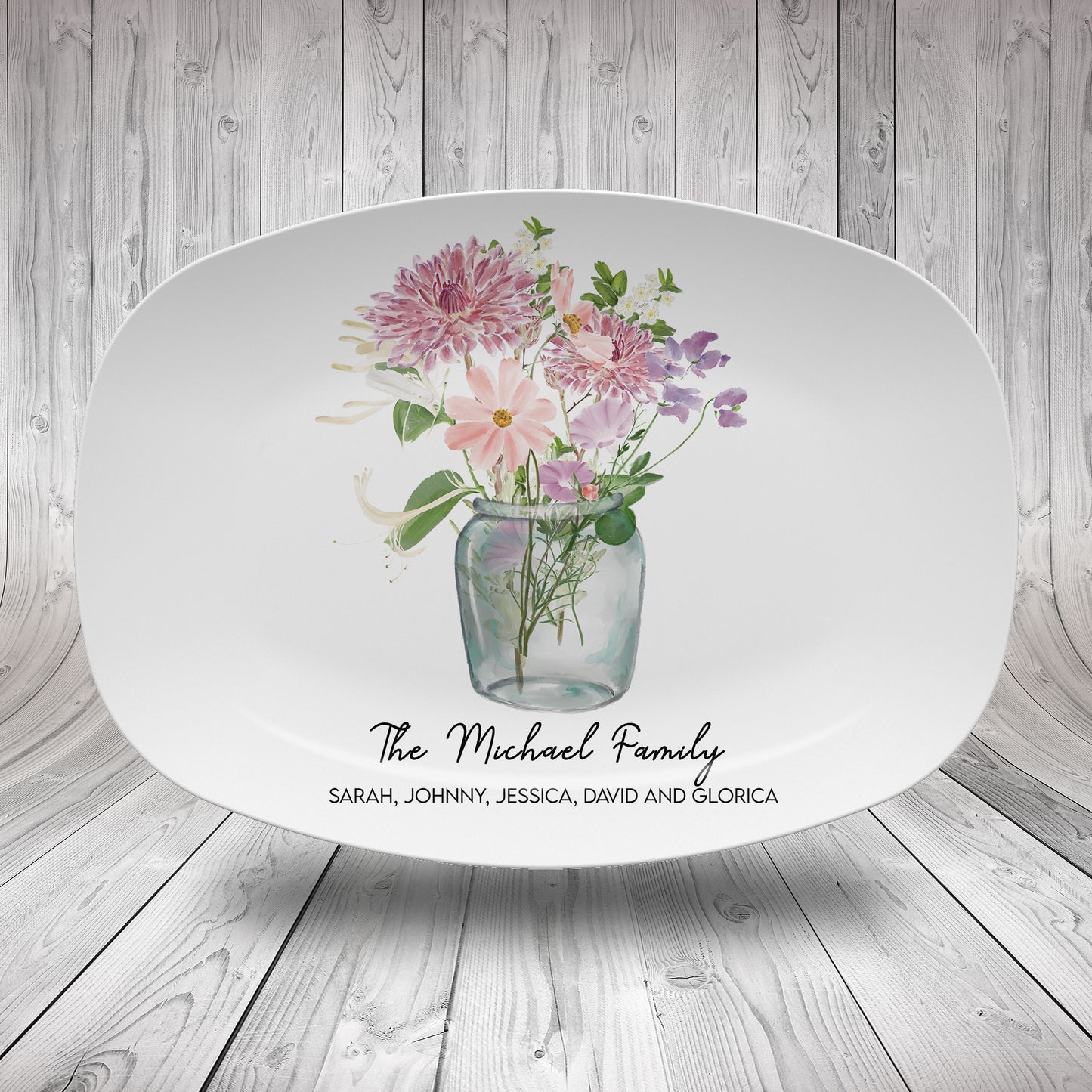 Personalized Family Birth Month Flowers Platter