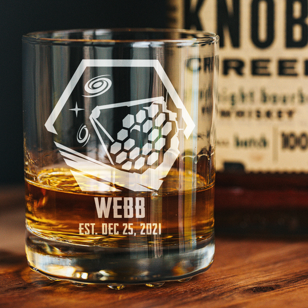 Engraved James Webb Telescope Whiskey Glass