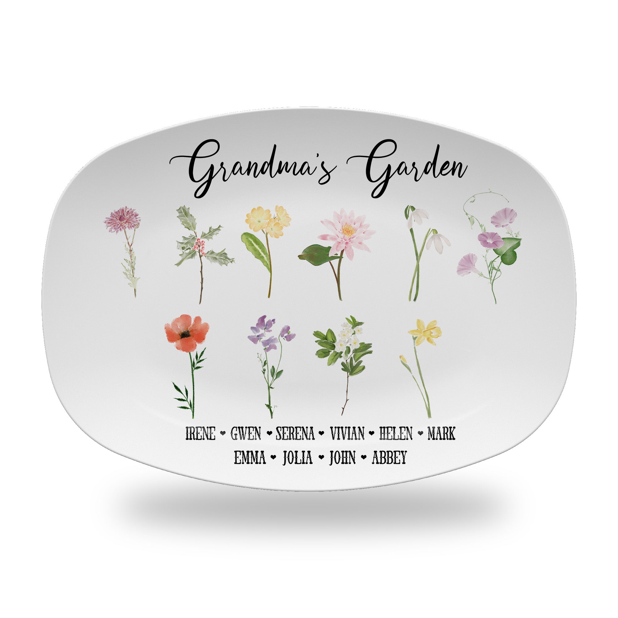 Personalized Birth Month Flowers Platter