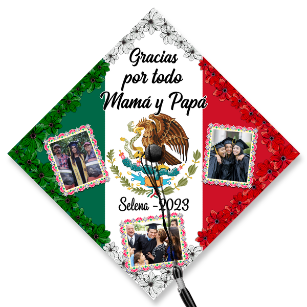 Gracias Mama Y Papa Cactus Graduation Cap Topper