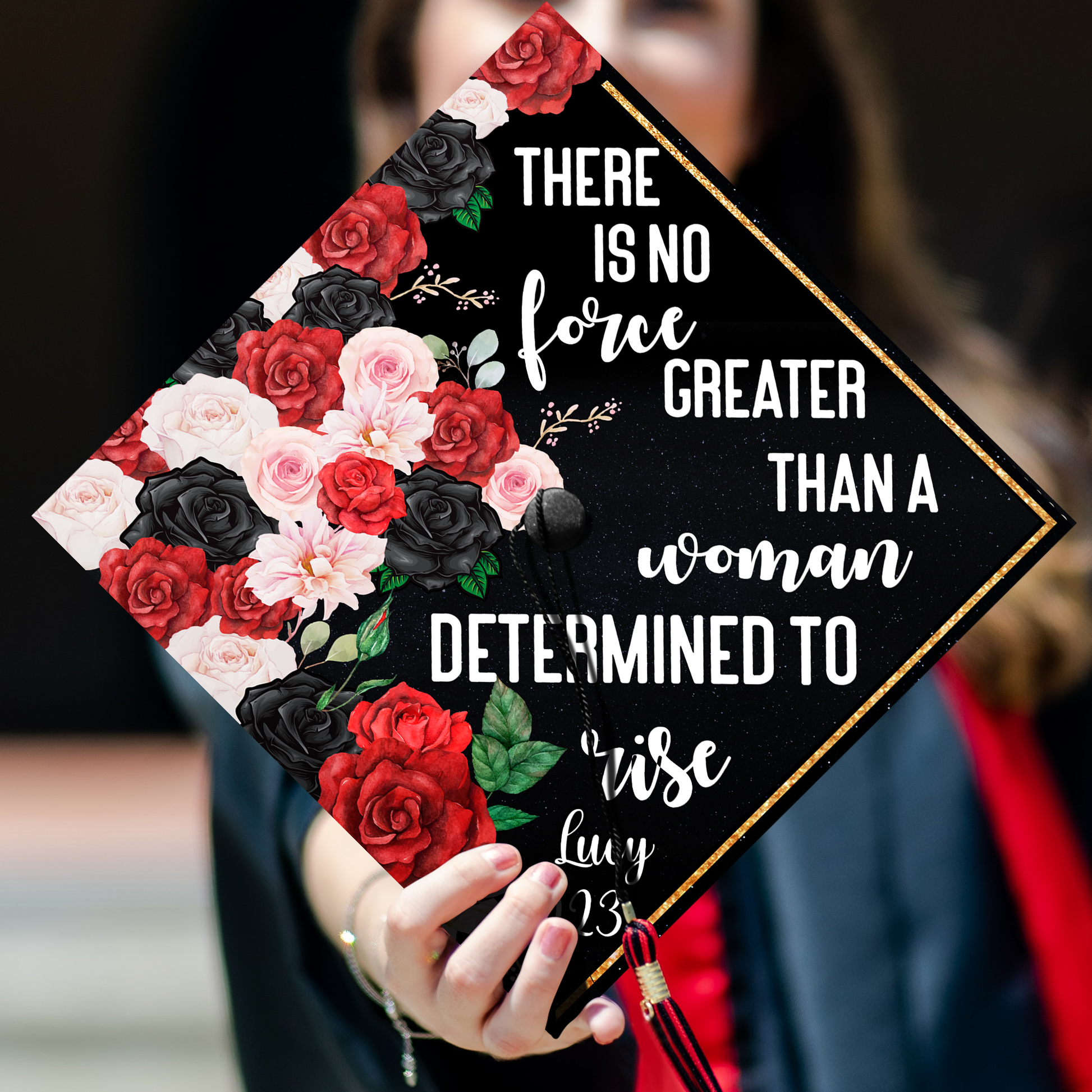 Strong Girl Motivation Graduation Cap Topper