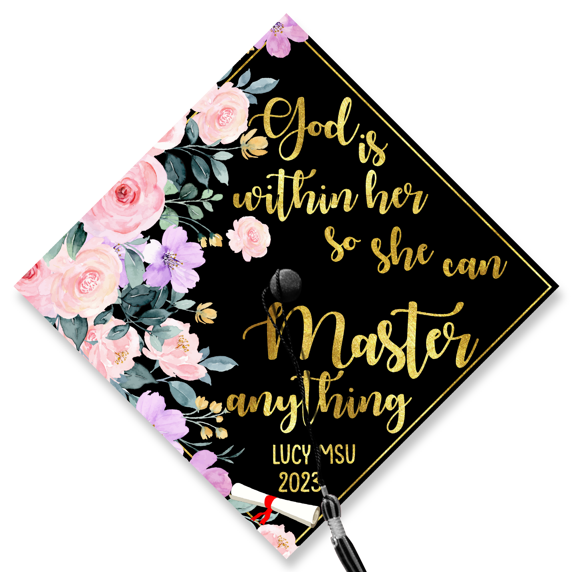 God is Within Her Graduation Cap Topper