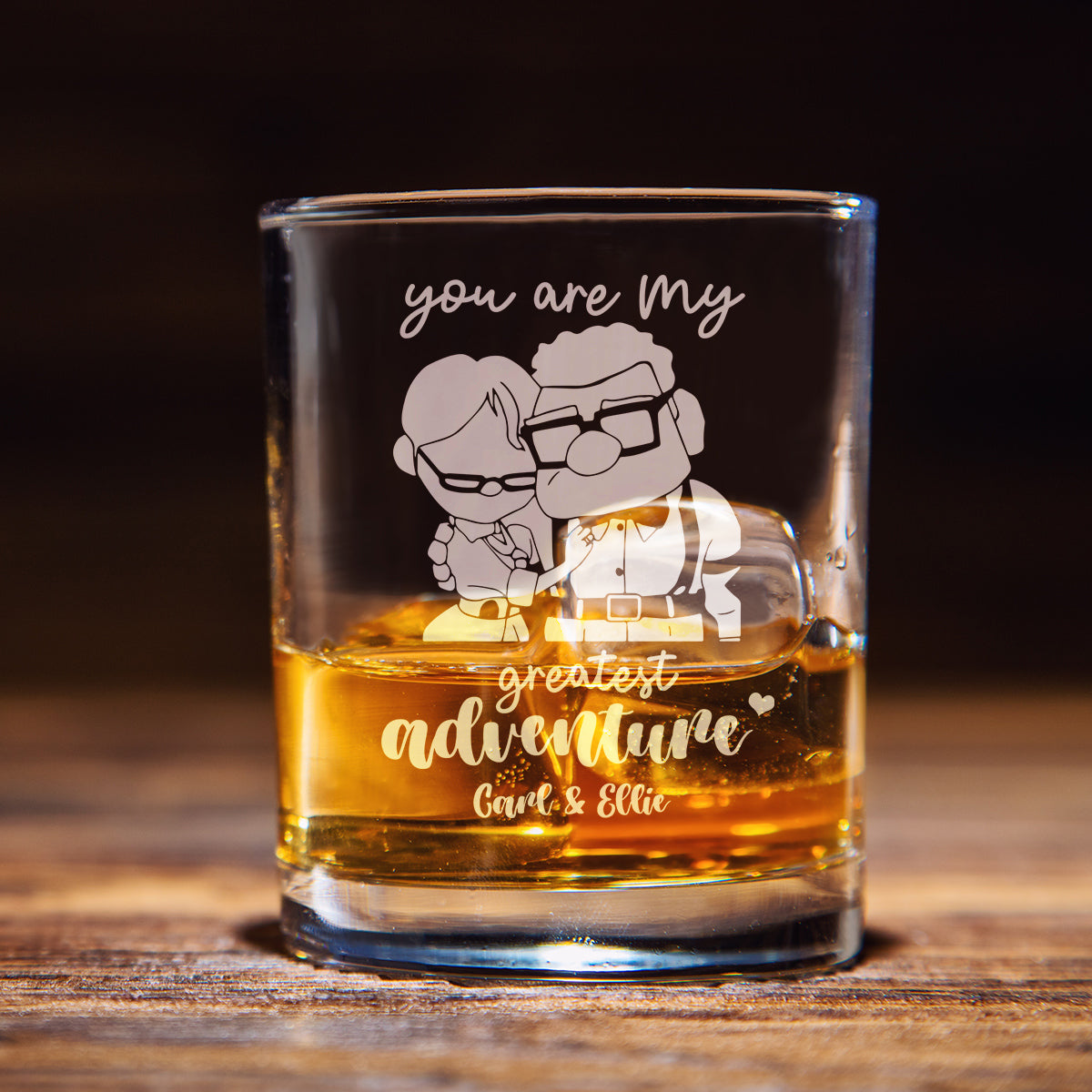 Personalized Up The Movie Whiskey Glass