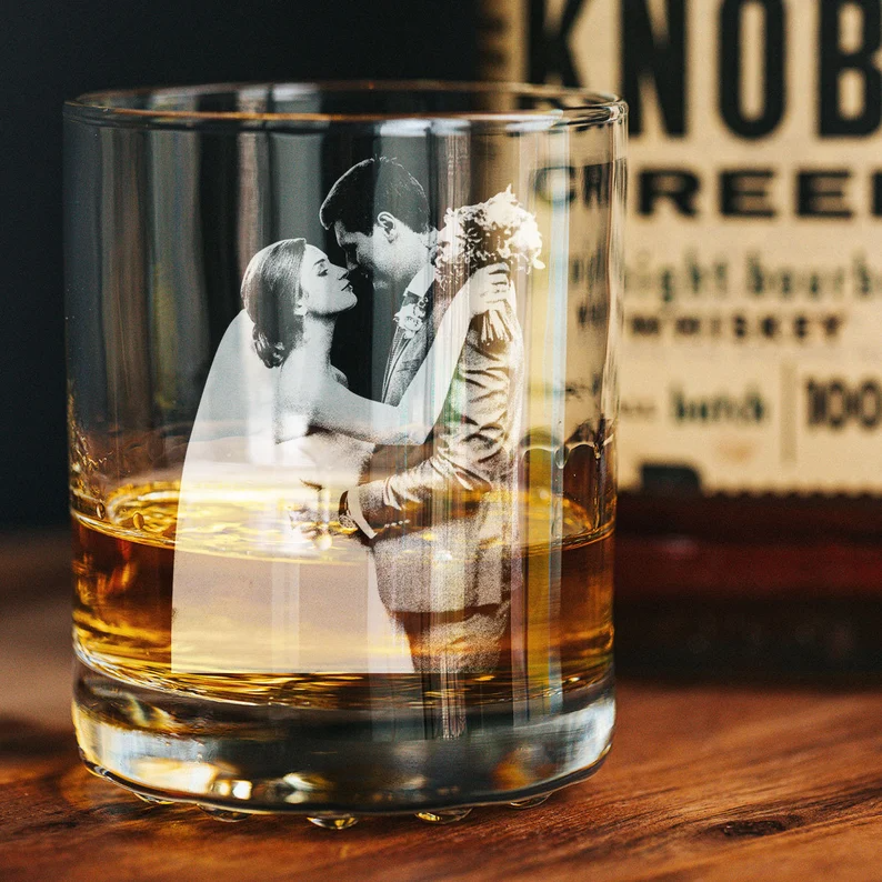 Custom Couple Portrait Whiskey Glass