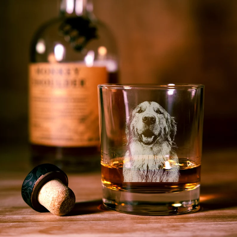 Custom Dog Portrait Whiskey Glass