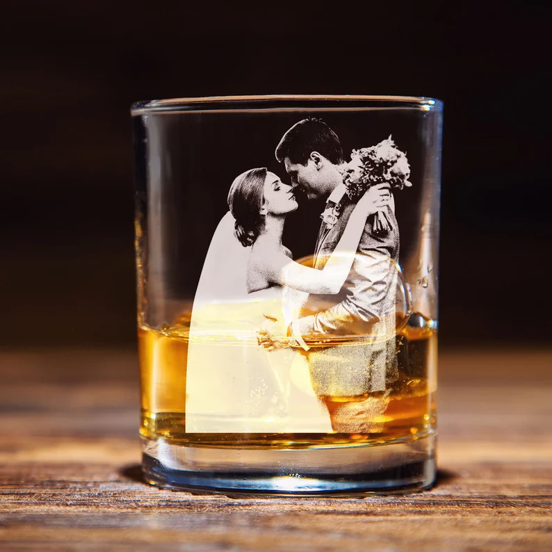 Custom Couple Portrait Whiskey Glass