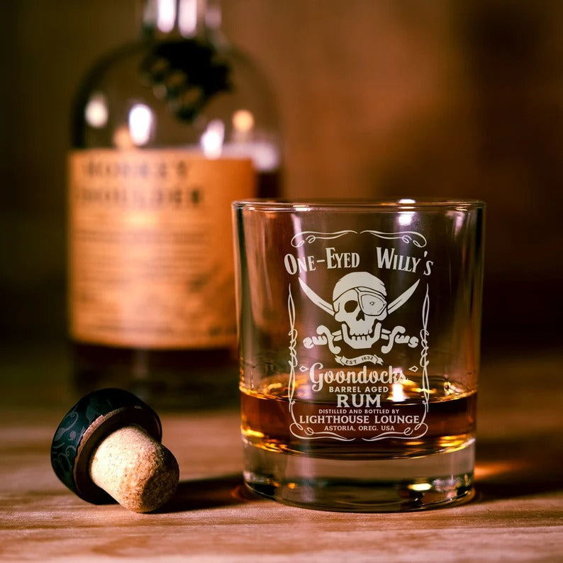 One Eyed Willy's Rum Whiskey Glass