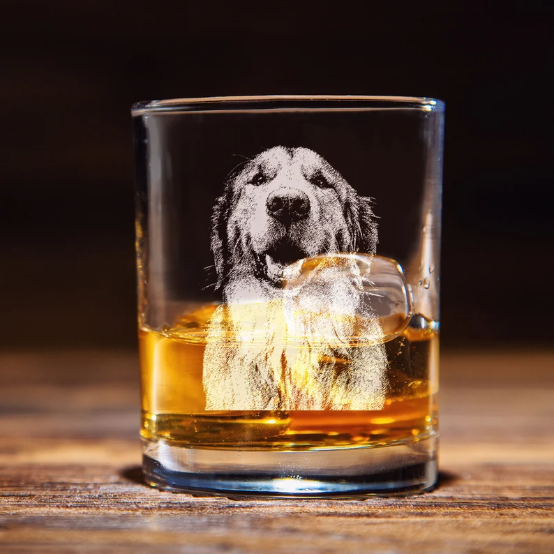 Custom Dog Portrait Whiskey Glass