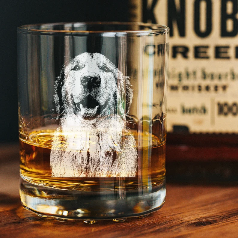 Custom Dog Portrait Whiskey Glass