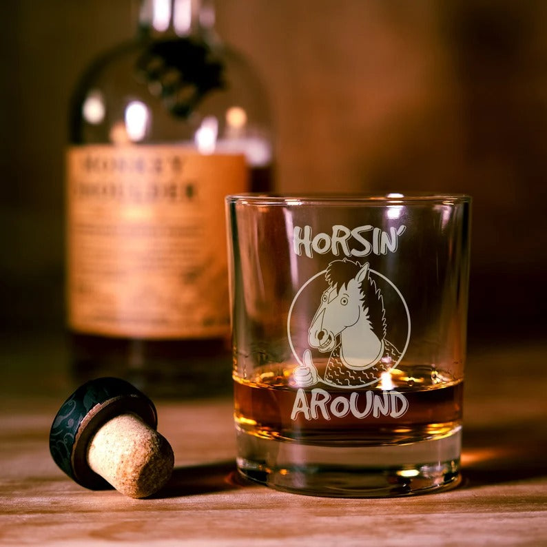 Horsin Around Whiskey Glass