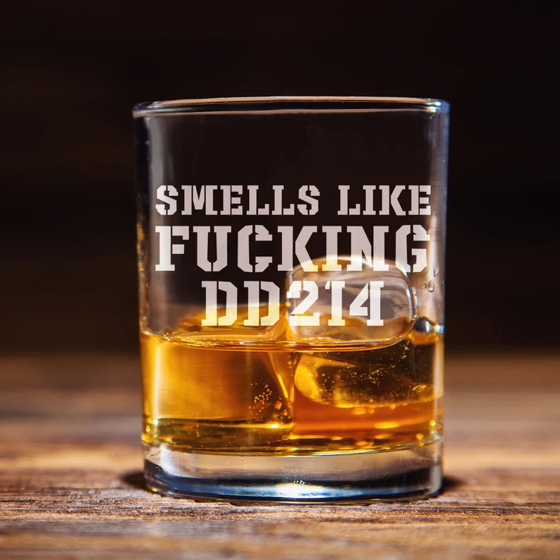 Army Veteran DD214 Whiskey Glass