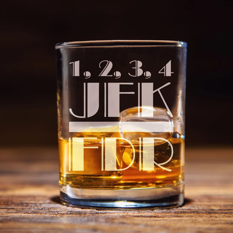 1234 JFK FDR Whiskey Glass