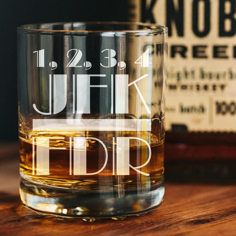 1234 JFK FDR Whiskey Glass