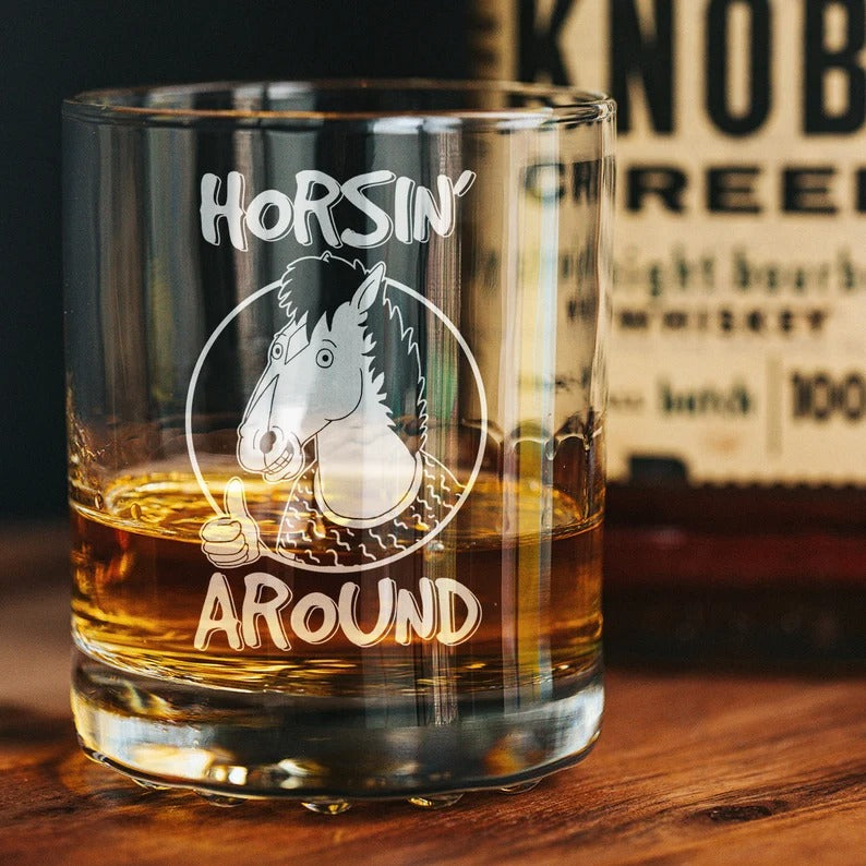 Horsin Around Whiskey Glass