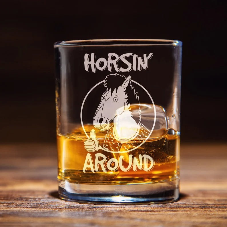 Horsin Around Whiskey Glass