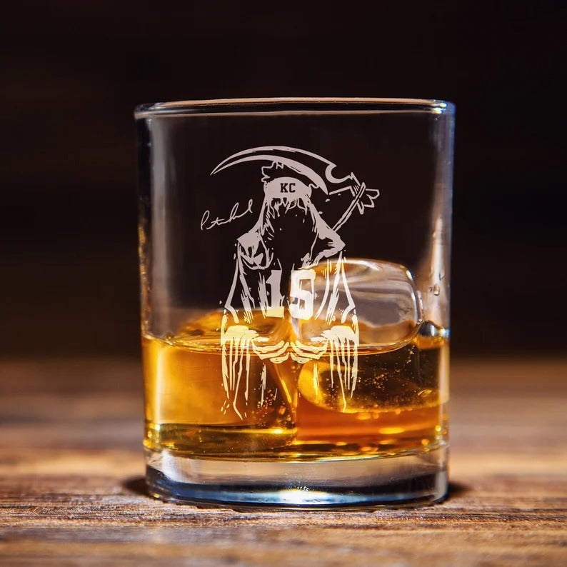 Patrick Mahomes The Grim Reaper Whiskey Glass