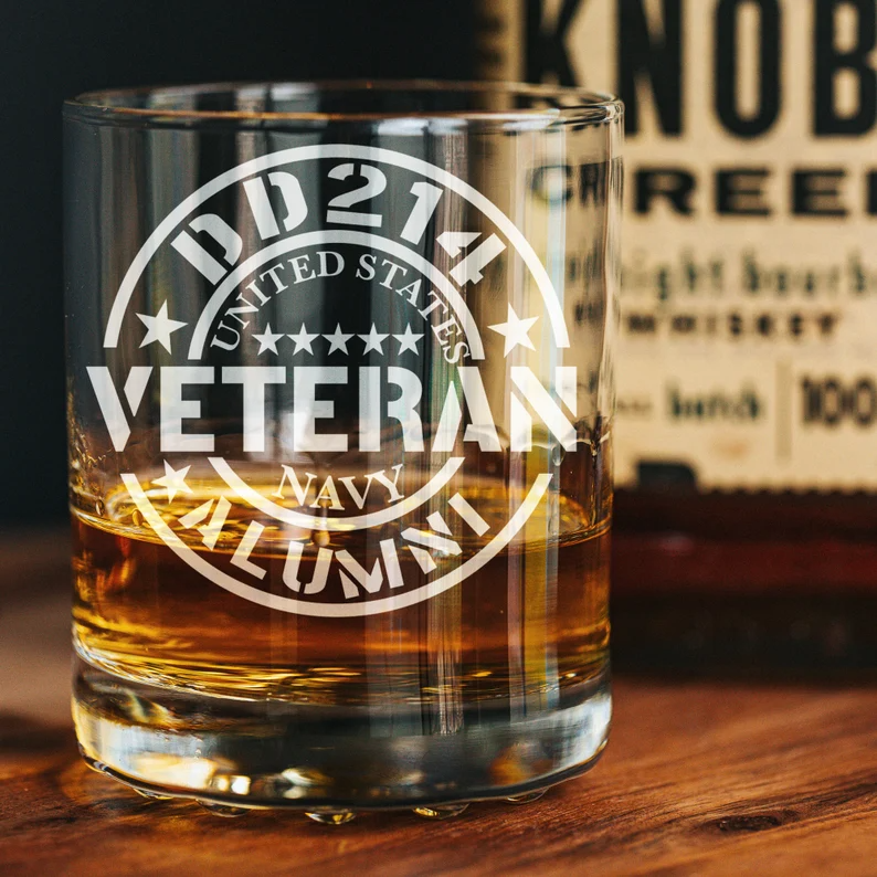 DD214 Veteran Whiskey Glass