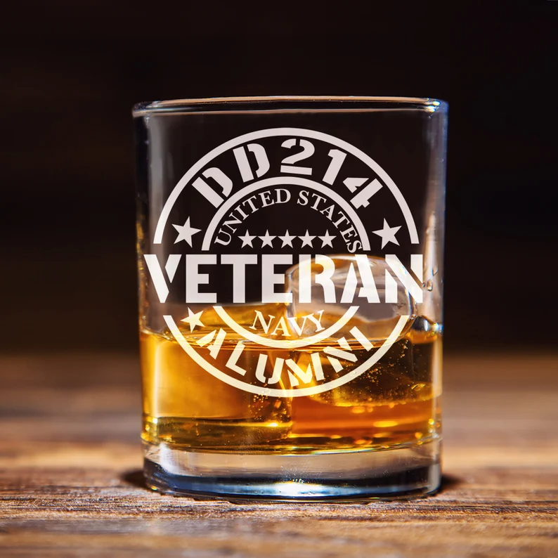 DD214 Veteran Whiskey Glass