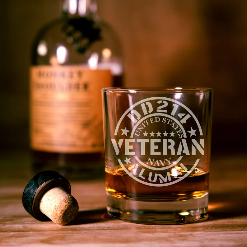 DD214 Veteran Whiskey Glass