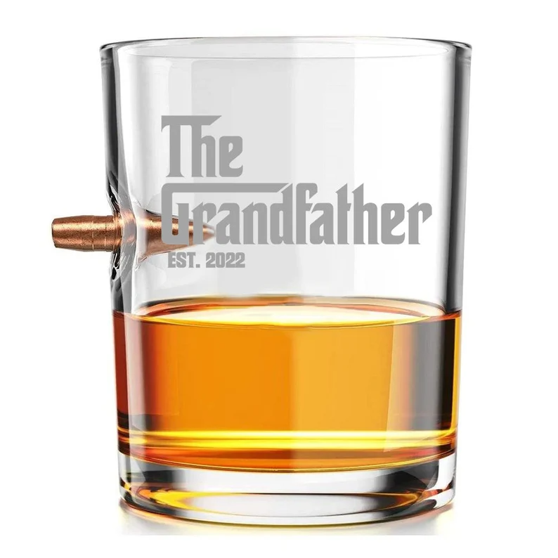 Personalized Godfather Whiskey Glass with Bullet