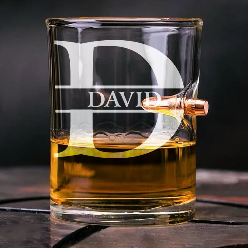 Personalized Whiskey Glass With Bullet
