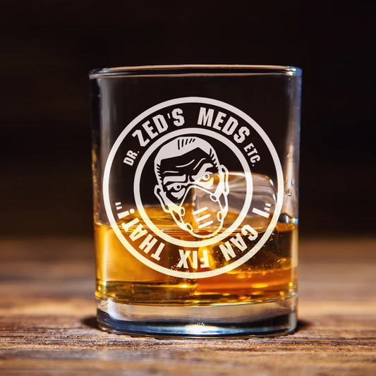 Borderlands Dr Zed's Meds Whiskey Glass