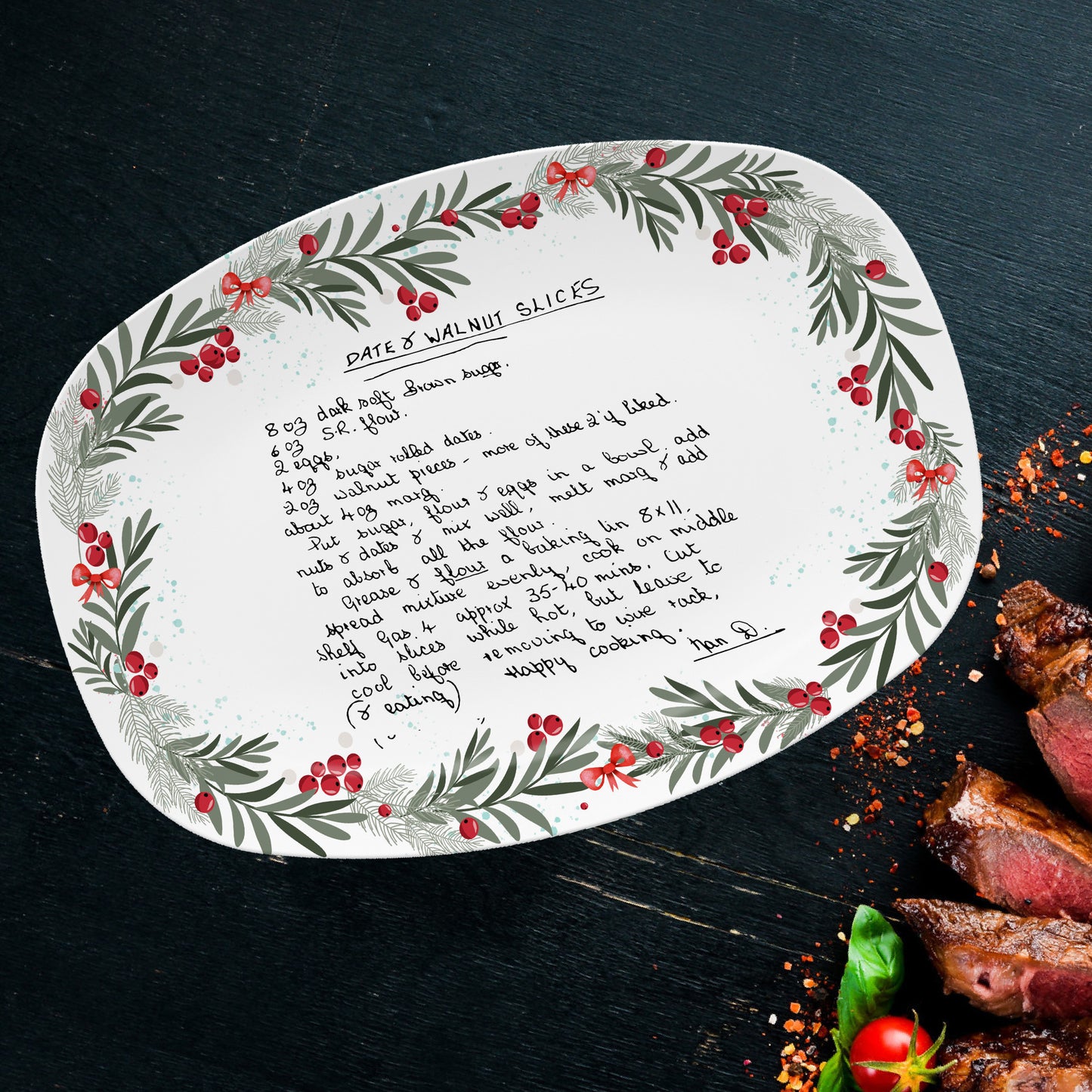 Christmas Handwritten Recipe Platter