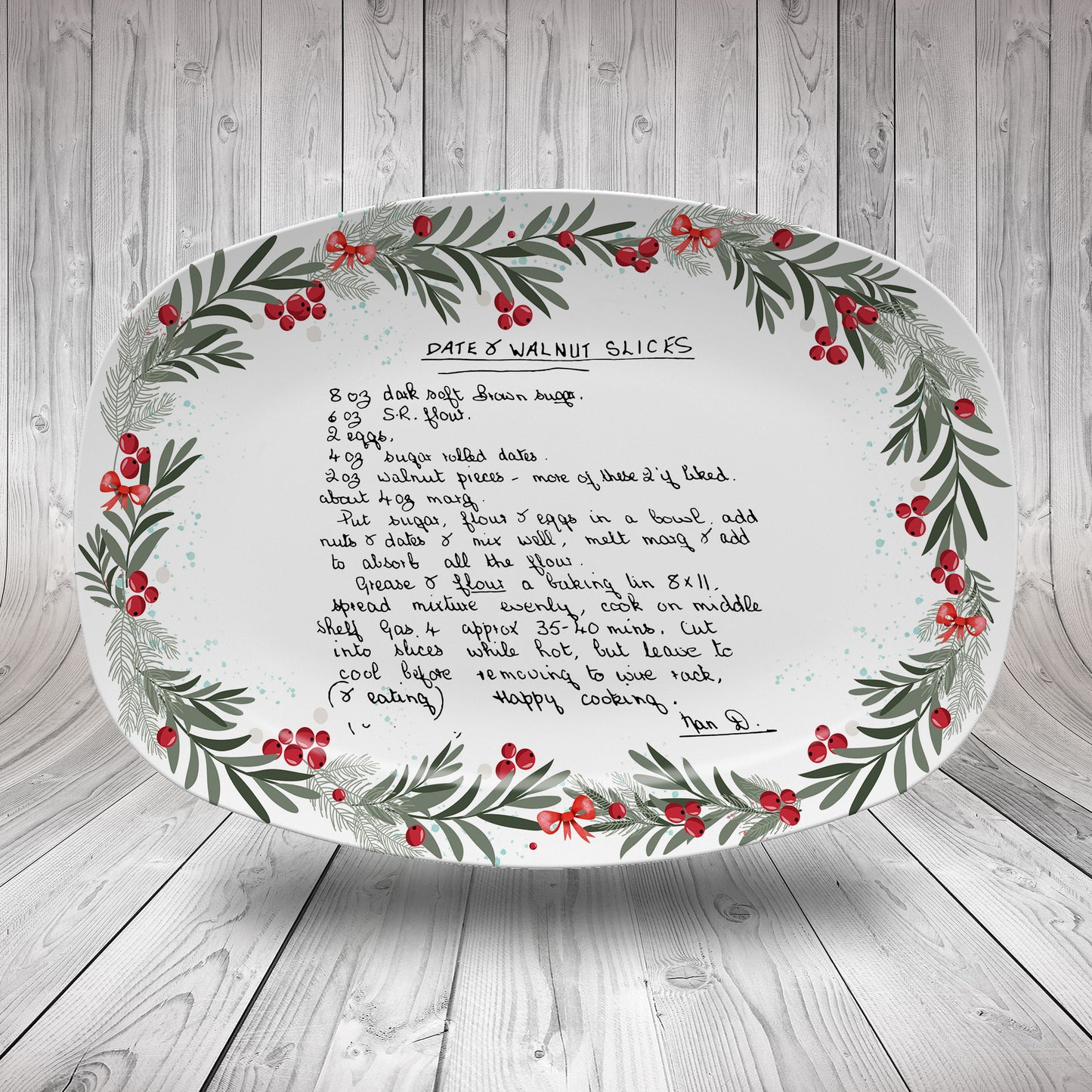 Christmas Handwritten Recipe Platter