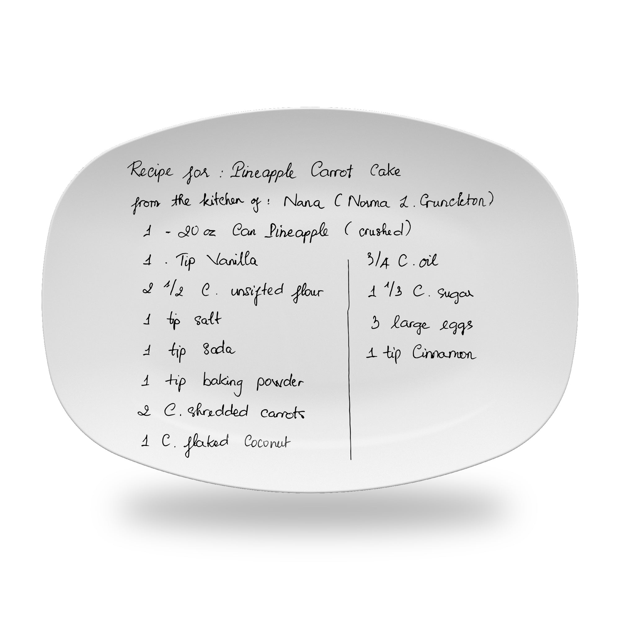 Custom Handwritten Recipe Platter