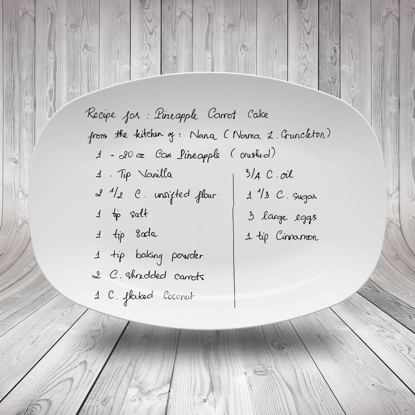 Custom Handwritten Recipe Platter