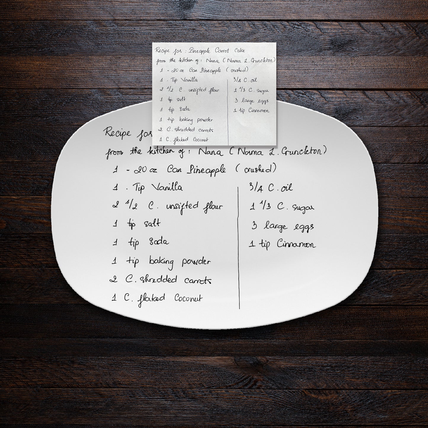 Custom Handwritten Recipe Platter